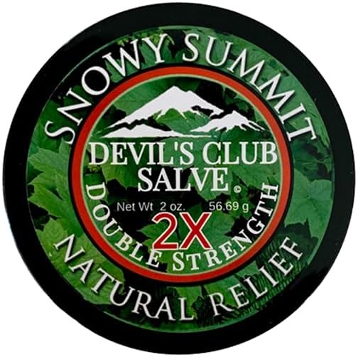 Snowy Summit Devil's Club Salve 2X - Handmade All-Natural Double Strength Muscle Rub with Light Scent - Quick Absorbing Herbal Salve with Alaskan Ingredients - 2X Potency for Effectiveness - Product Image