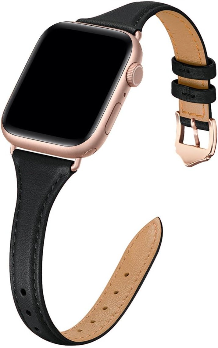WFEAGL Compatible with Leather Apple Watch Band 41mm 40mm 38mm 42mm(series 11 10) Women, Top Grain Leather Strap Slim & Thin Replacement Wristband for iWatch Bands SE 3 2 1, Series 11 10 9 8 7 6 5 4 3 2 1 - Product Image