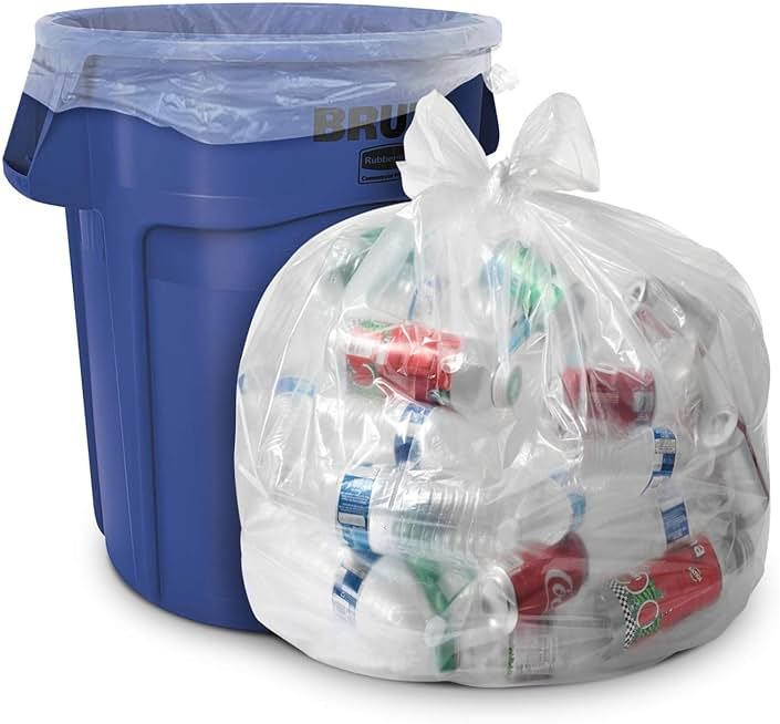 Aluf Plastics 33 Gallon Clear Trash Bags - 33" x 39" - 1.5 MIL (eq) - CSR Series - Heavy Duty Industrial Liners Clear Garbage Bags for Recycling, Contractors, Storage, Outdoor, 1 Count (Pack of 100) - Product Image