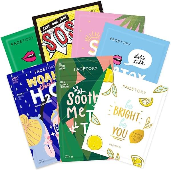 FACETORY K Beauty Face Mask Skin Care - BEST OF 7 COLLECTION Sheet Mask Set | Natural Premium Korean Face Mask For All Skin Types - No Sulfates No Parabens (7 pc) - Product Image