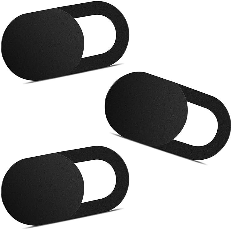 Yilador Webcam Cover (3 Pack), 0.03 inch Ultra Thin Laptop Camera Cover Slide for iPhone iPad MacBook Pro Computer iMac Cell Phone PC Accessories Camera Blocker Slider, Great for Privacy - Black - Product Image