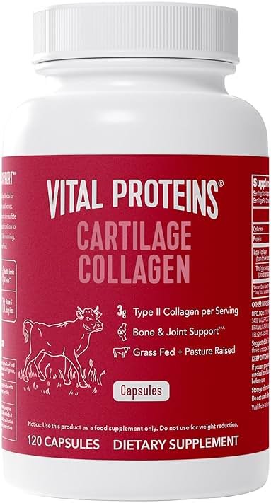 Vital Proteins Cartilage Collagen Pills, Type II Collagen & Chondroitin Sulfate Supplement for Recovery & Healthy Hair, Skin, Nails and Joints - 750 mg Serving with 120 Capsules - Product Image