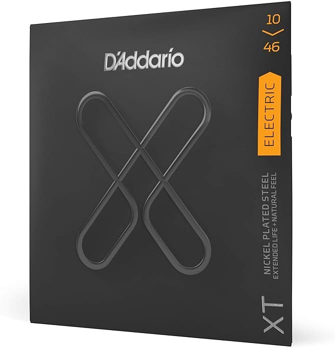 D'Addario Electric Guitar Strings, XT Nickel Coated, XTE1046, Regular Light Gauge 10-46, 6-String Set, Pack of 1 - Product Image
