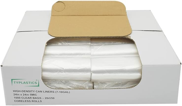 TYPLASTICS Trash Can Liners - Wholesale 1000 Count 7-10 Gallon Trash Bags on Perforated Roll Small Garbage Bags for Light Office Trash Bathrooms Hotels Recycling Commerical and Industrial 24" x 24" - Product Image