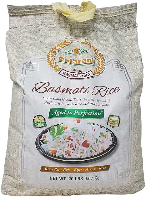 Zafarani Aged Basmati Rice Aromatic Extra Long Grain Rice from India 20 LB - Product Image