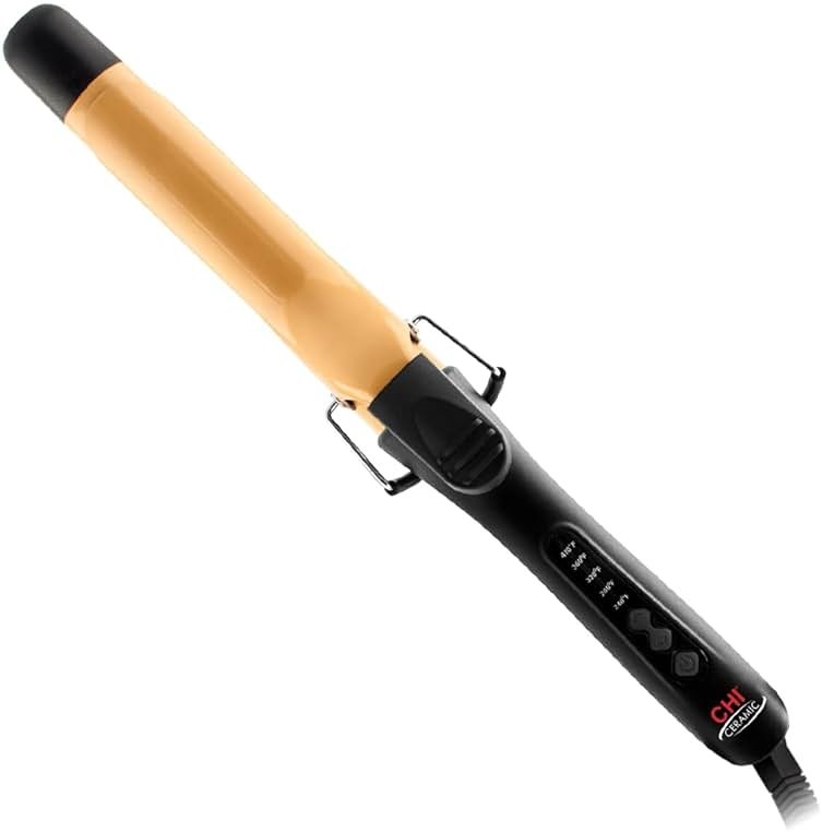 CHI Tourmaline Ceramic Curling Iron, Professional Hair Curler for Smooth, Frizz-Free Curls, Adjustable Temperature, Auto Shut-Off & 6.5 ft Swivel Cord, 1.5" Barrel - Product Image