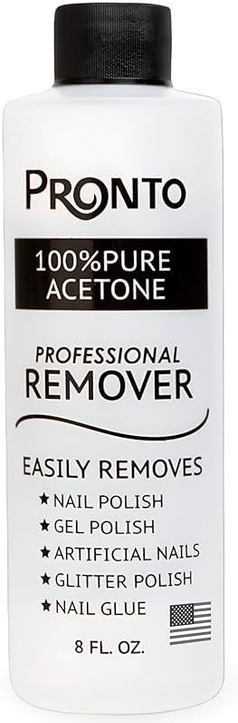 Pronto 100% Acetone Gel Nail Polish Remover - Gel Polish Remover for Nails | Acetone Nail Polish Remover For Nails for Removal of Glue, Gel, Acrylic & Dip | Gel Polish Remover, 8 Fl oz - Product Image