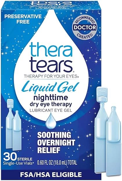 TheraTears Liquid Gel Nighttime Lubricating Eye Drops for Dry Eyes, Single-Use Vials, 30 Count - Product Image