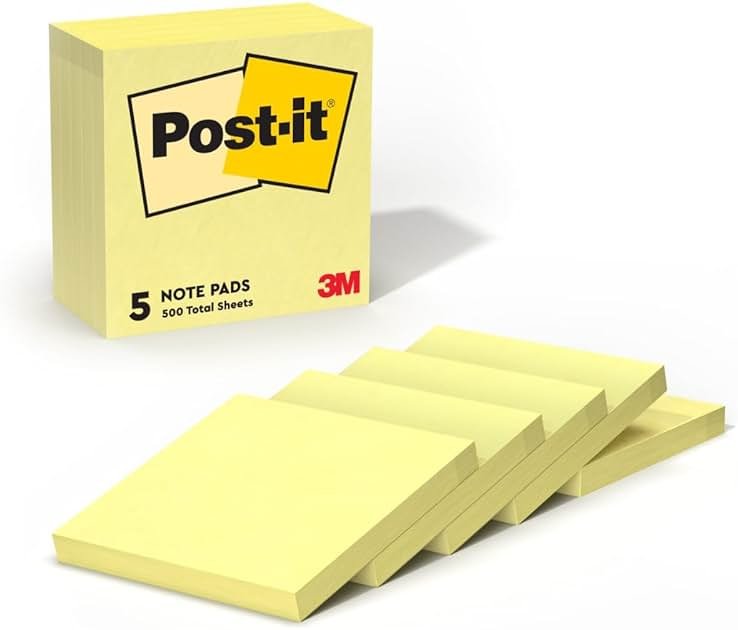 Post-it Pop-up Notes, 5 Sticky Note Pads, 3 x 3 in., School Supplies, Office Products, Accordion Sticky Notes Work with Pop-Up Note Dispenser, Canary Yellow - Product Image