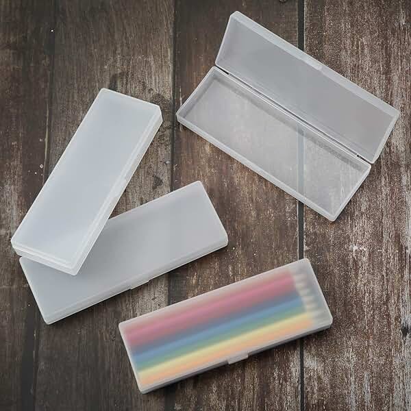 Chinco 4 Pieces Plastic Pencil Case Plastic Stationery Case with Hinged Lid and Snap Closure for Pencils, Pens, Drill Bits, Office Supplies (White) - Product Image
