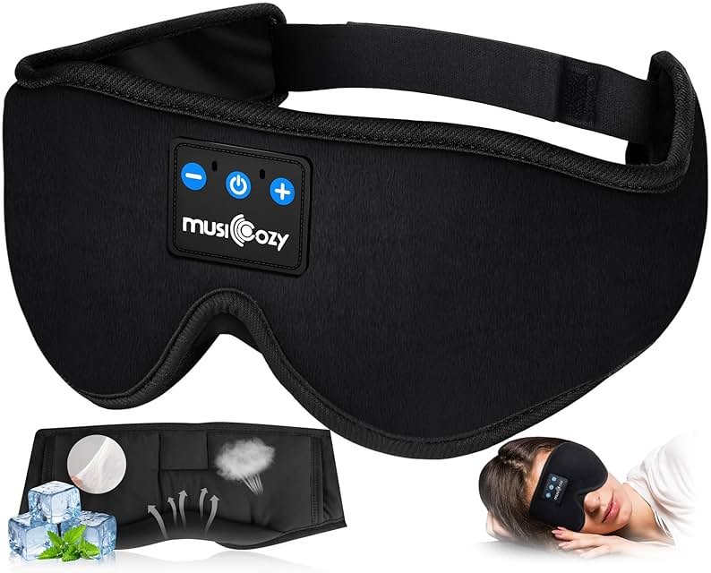 MUSICOZY Sleep Headphones, Bluetooth 5.4 Sleep Mask Headband Headphones Sleeping Eye Mask, Wireless Music Earbuds Earphones with HD Stereo Speakers for Side Sleepers, Cool Gadgets Unique Gift - Product Image