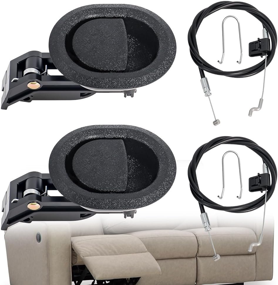 Sofa Chair Recliner Release Pull Handle 3" by 3.5", (2 Set) Recliner Replacement Parts with Release 4.75" Exposed Cable Compatible with Lazy Boyy Ashleyy and Most Furniture Brands Rrecliner Repair - Product Image