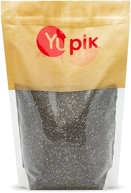 Yupik Raw Black Chia Seeds, 2.2 lb (35.2 oz), Gluten-Free, Kosher, Vegan, Natural Seeds, Plant-Based Superfood, Rich in Fiber, Source of Omega-3, Ideal for Chia Pudding & Smoothies, Gels Easily - Product Image