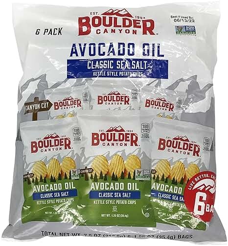 Boulder Canyon Avocado Oil Sea Salt Potato Chips 6 Count, 1.25 OZ - Product Image