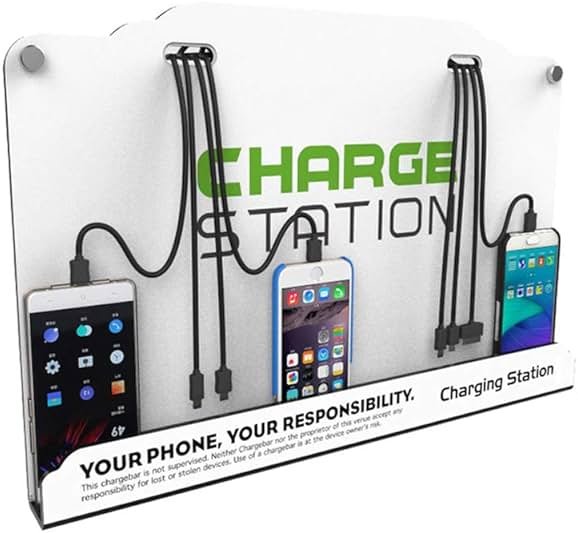 VIPATEY Wall Mounted Cell Phone Charging Station High Speed Cables with 8 Ports Applicable Airport Hospitals Banks Hotel Shopping Malls and Public Places - Product Image