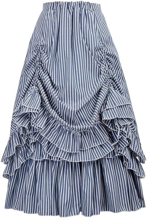 Belle Poque Women's Vintage Stripes Gothic Victorian Skirt Renaissance Style Falda - Product Image