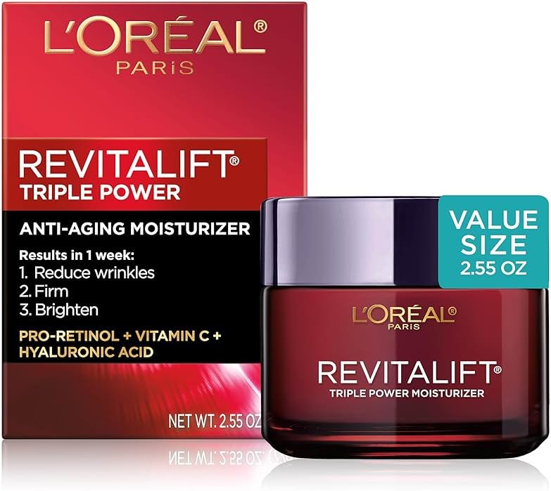 L'Oreal Paris Revitalift Anti-Aging Face Moisturizer, Pro Retinol, Vitamin C & Hyaluronic Acid to Reduce Wrinkles, Firm & Brighten Skin, 1.7 Oz - Product Image