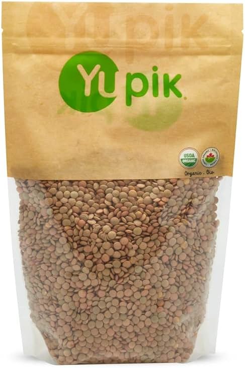 Yupik Organic Green Lentils, 2.2 lb (35.2 oz), Non-GMO, Vegan, Gluten-Free, Kosher, Raw, Source of Fiber, Iron & Protein, Fiber & Iron, Ideal for Soups, Salads & Plant-Based Meals - Product Image