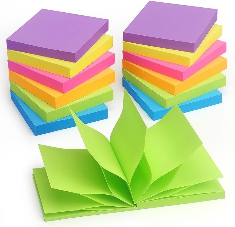 Winner Aura Pop Up Sticky Notes 3x3 inch Bright Colors Self-Stick Pads 12 Pack 1200 Sheets - Product Image