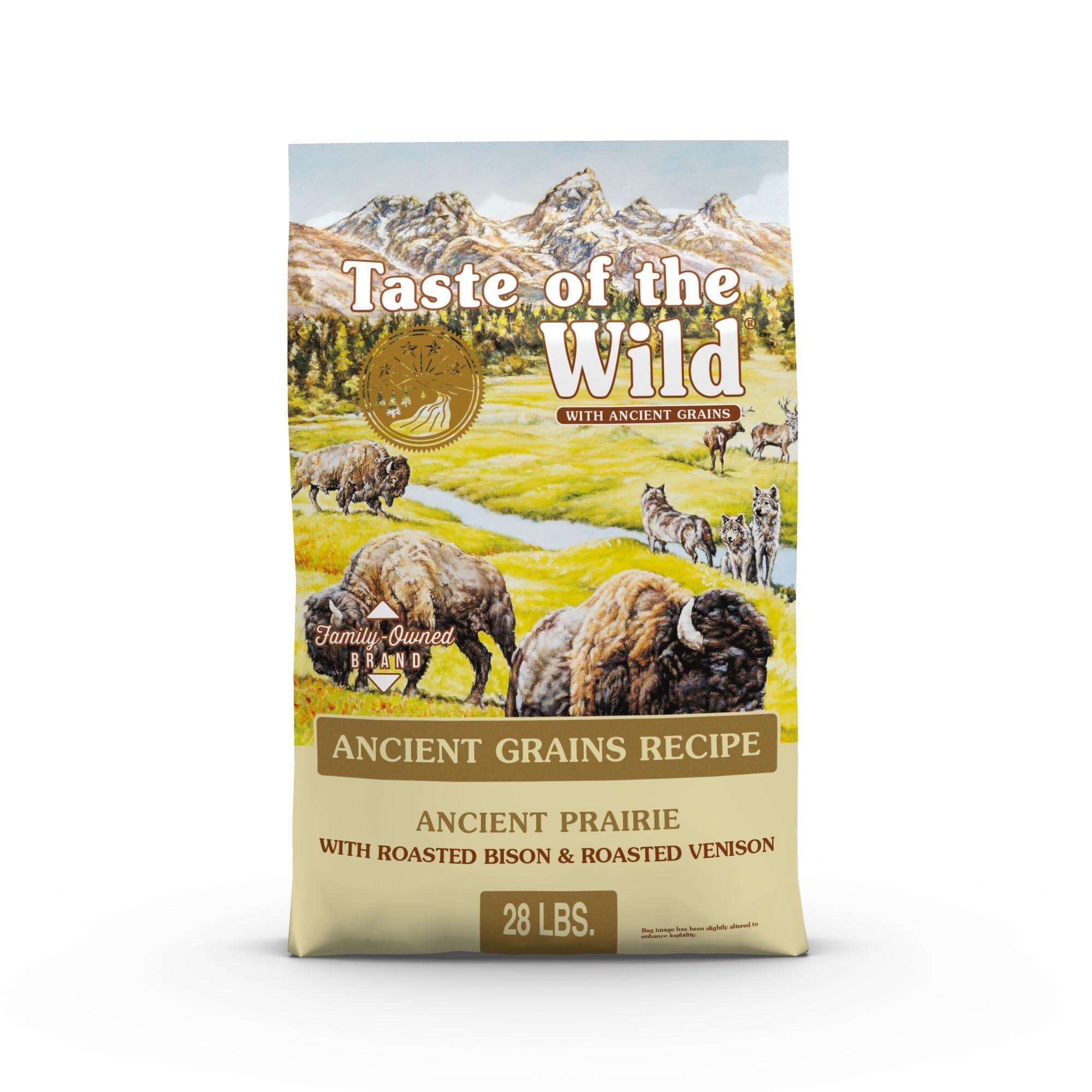 Taste of the Wild with Ancient Grains, Ancient Prairie Canine Recipe with Roasted Bison and Venison Dry Dog Food, Made with High Protein from Real Meat and Guaranteed Nutrients and Probiotics 28lb - Product Image