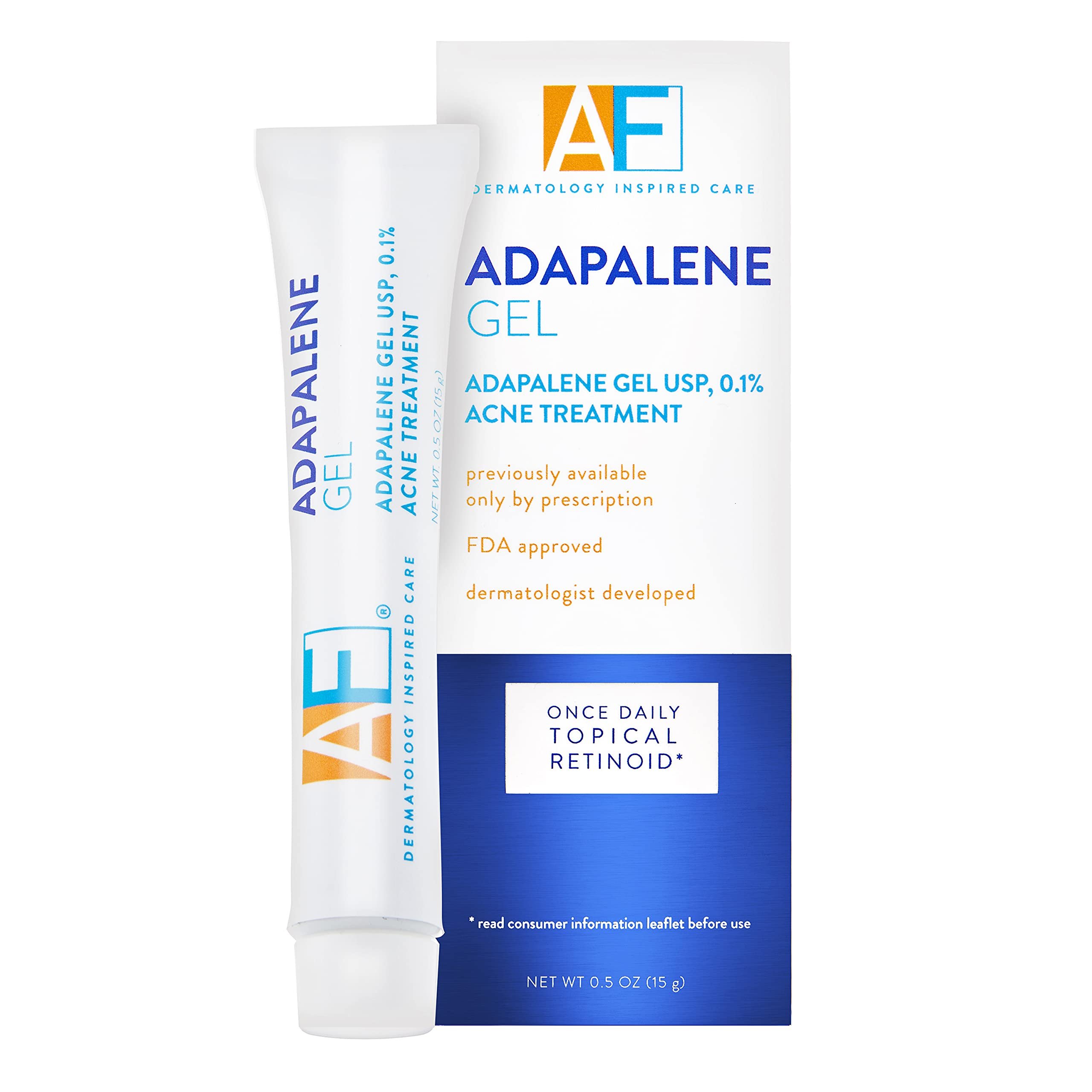 Acne Free Adapalene Gel 0.1%, Once-Daily Topical Retinoid Acne Treatment, Dermatologist Developed, Unclogs Pores and Clears Acne, Prevents and Improve Whiteheads and Blackheads, 0.5 Ounce - Product Image