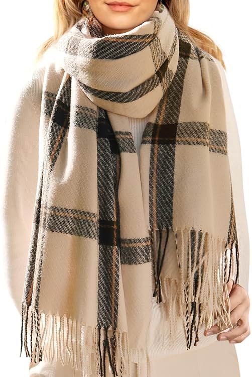 FURTALK Winter Scarf for Women Shawl Soft Tassel Plaid Large Oversized Scarves Wraps - Product Image