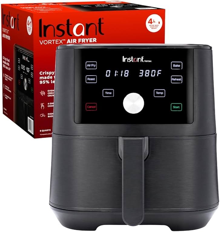 Instant Pot Vortex 6QT XL Air Fryer, 4-in-1 Functions that Crisps, Roasts, Reheats, Bakes for Quick Easy Meals, 100+ In-App Recipes, is Dishwasher-Safe, from the Makers of Instant Pot, Black - Product Image