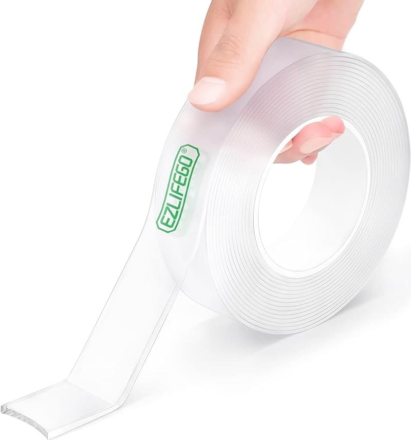 EZlifego Double Sided Tape Heavy Duty, Nano Double Sided Adhesive Tape, Clear Mounting Tape Picture Hanging Adhesive Strips (9.85FT) - Product Image