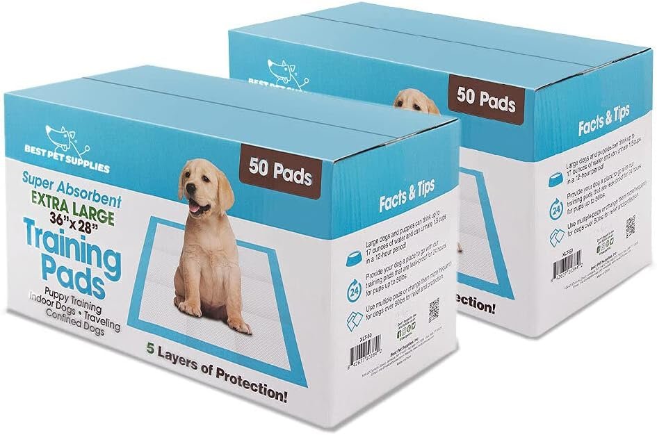 Best Pet Supplies XL (36 x 28 Inches) Puppy Pads 100 Count - Super Absorbent Dog Training Pads, Quick-Dry, Odor Control, Disposable Pee Pads, Leak-Proof Wee Wee Pads for Indoor Dogs – Baby Blue - Product Image