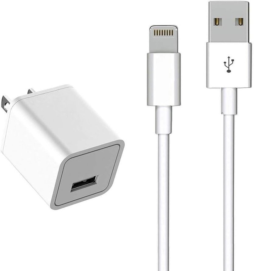 iPhone Charger [MFi Certified] - Travel & Home Wall Charger with 5ft Cable, Compatible with iPhone 14, 13, 12, 11, SE, X, 8, 7, 6, 5, iPad Mini, iPod Touch & iPods - Product Image