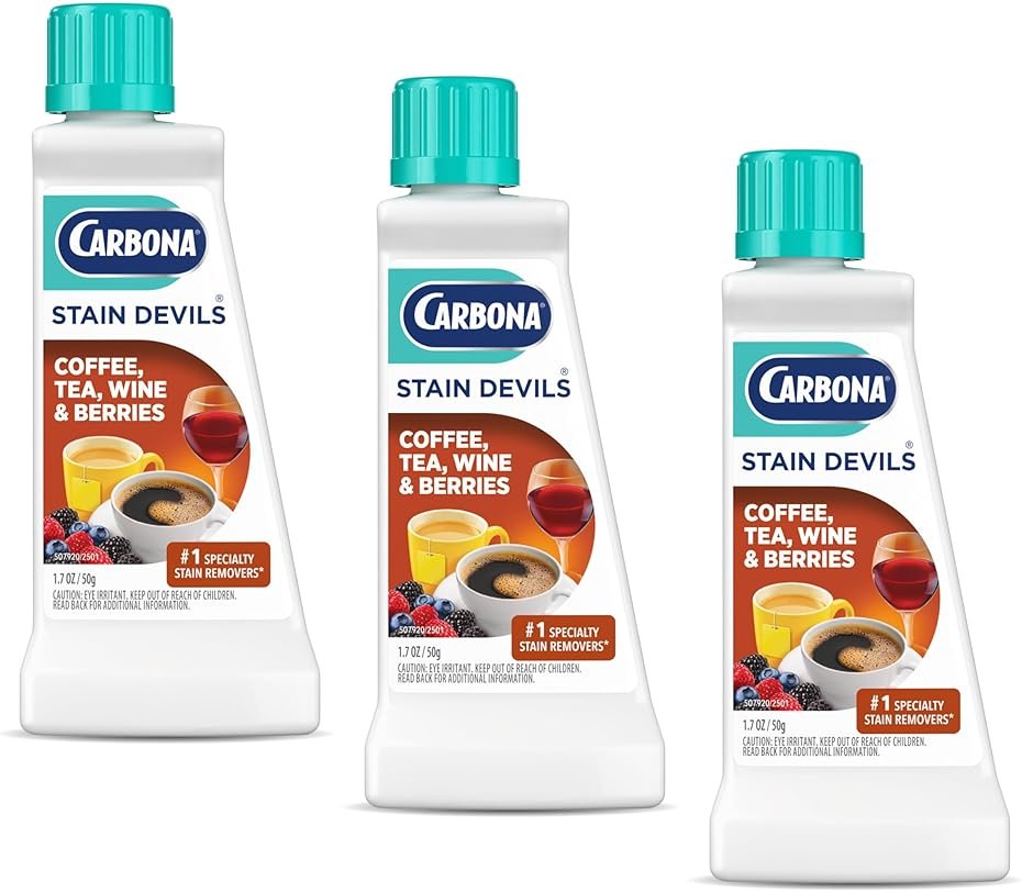 Carbona Stain Devils® #8 | Coffee, Tea, Wine & Juice | Professional Strength Laundry Stain Remover | Multi-Fabric Cleaner | Safe On Skin & Washable Fabrics | 1.7 Fl Oz, 3 Pack - Product Image