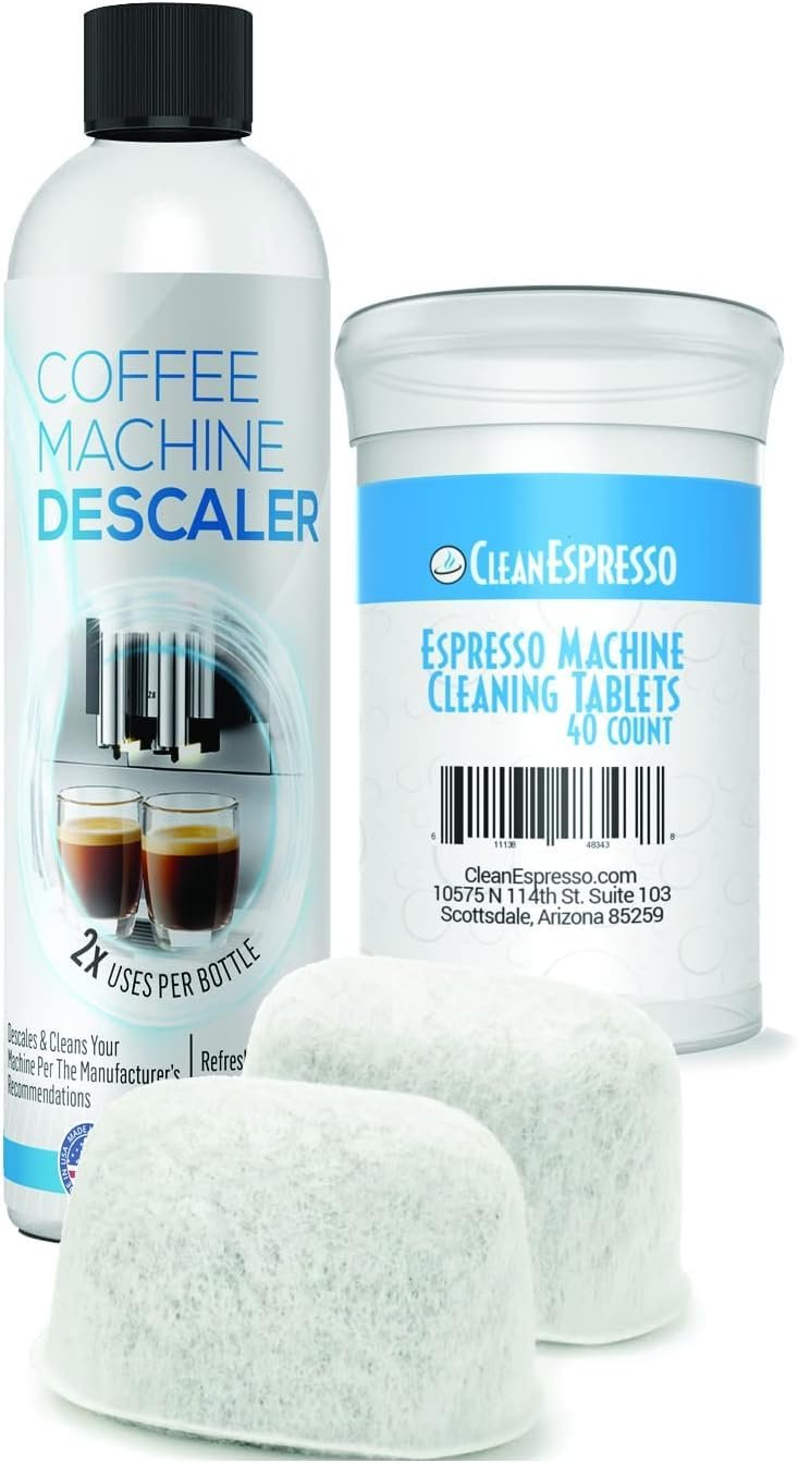 CleanEspresso - Designed For Breville Cleaning Kit - 40 Breville Compatible Cleaning Tablets + 2 Espresso Machine Water Filters + 2-Use Descaler - Espresso Machine Accessories - Product Image