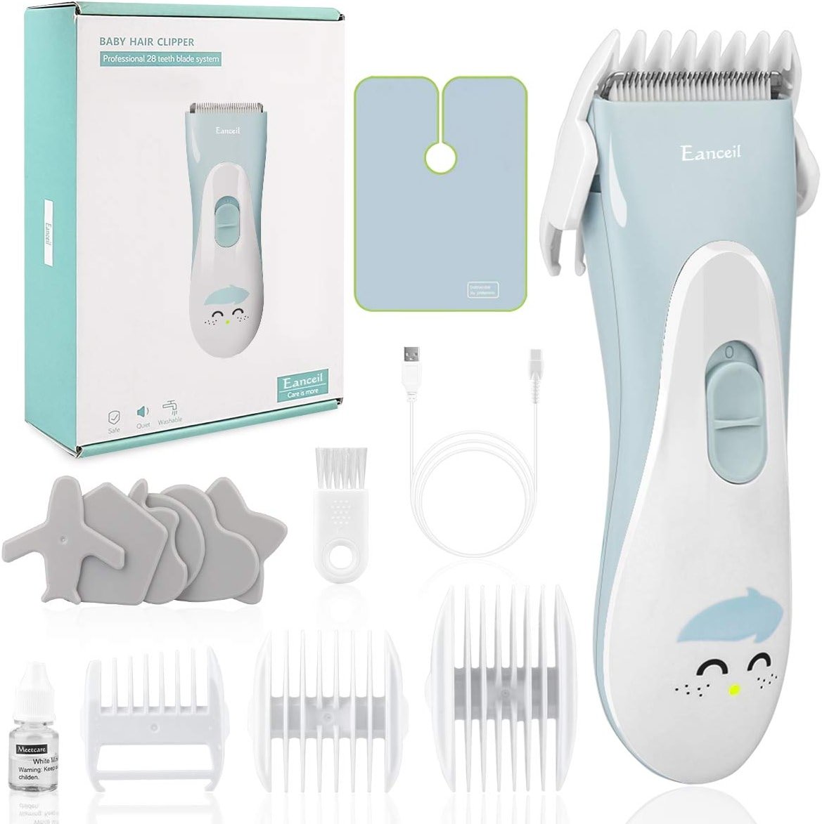 Eanceil Baby Hair Clippers, Ceramic Blade Electric Kids Hair Trimmer, Ultra-Quiet Cordless Rechargeable Waterproof Haircut Kit for Kids & Adult - Product Image