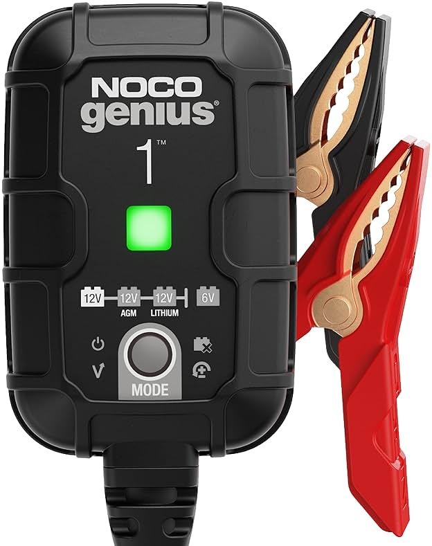 NOCO GENIUS1: 1A 6V/12V Smart Battery Charger – Automatic Maintainer, Trickle Charger & Desulfator with Overcharge Protection & Temperature Compensation – for Lead-Acid & Lithium Batteries - Product Image