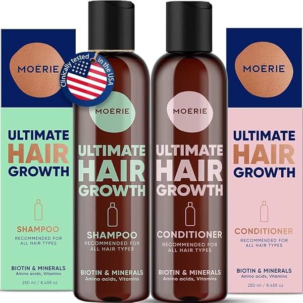 Moerie Hair Growth Shampoo and Conditioner for Women and Men, Hair Loss Solution with Biotin and Rosemary, Thickening Shampoo and Conditioner for Thinning Hair – Promotes Regrowth - Product Image