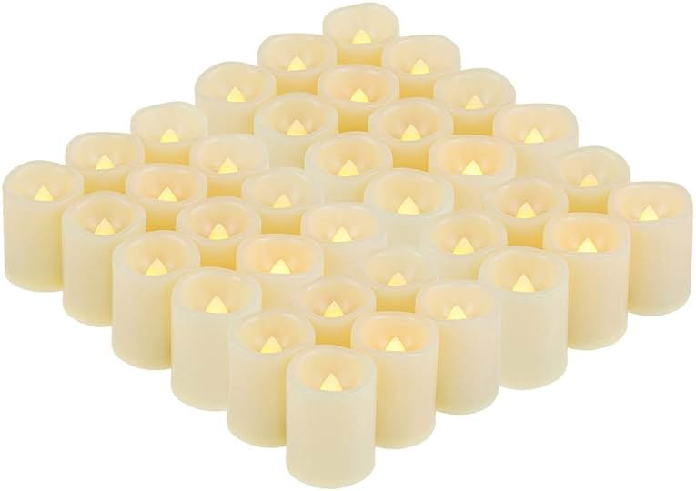 iZAN 36 Pack Flameless Battery Operated LED Votive Candles Flickering Electric Fake Tea Lights Candle Bulk Set for Christmas Home Party Decorations Wedding Supplies 1.5x2 inch Batteries Included - Product Image