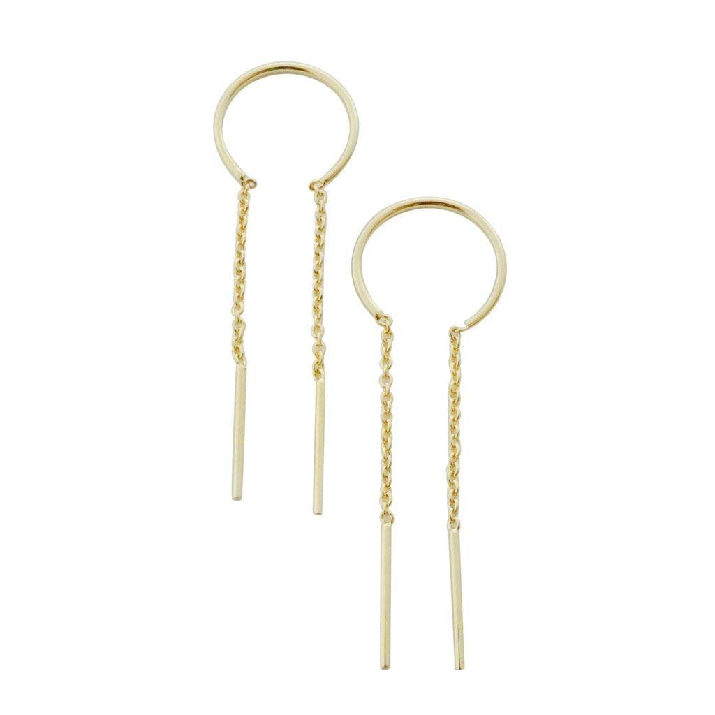 HONEYCAT Threader Drop Bar Chain Earrings in Gold, Rose Gold, or Silver | Minimalist, Delicate Jewelry - Product Image