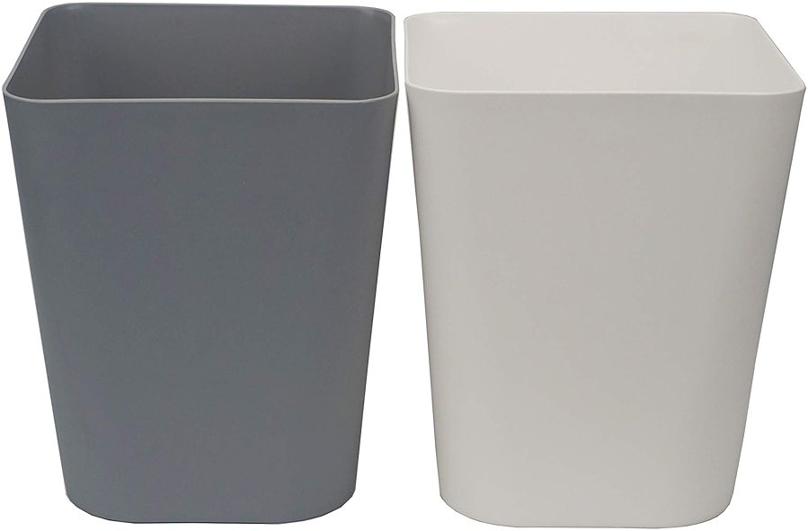 Feiupe 1.6 Gallon Small Trash Can Wastebasket for Kitchen Office Bathroom,Pack of 2(White+Gray) - Product Image