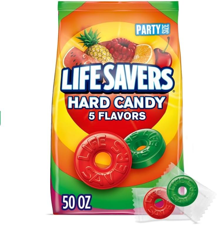 Life Savers 5 Flavors Hard Candy Party Size 50 oz Bag Summer Road Trip Essentials - Product Image