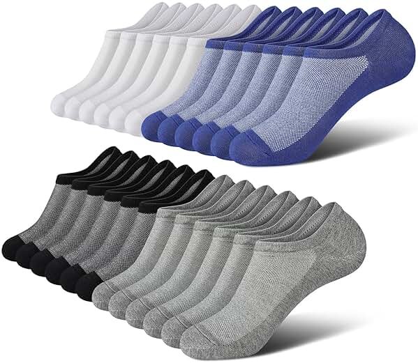 wernies No Show Socks Men, Low Cut Ankle Short Casual Cotton Socks with Non Slip Grips 6-10/11-13 - Product Image
