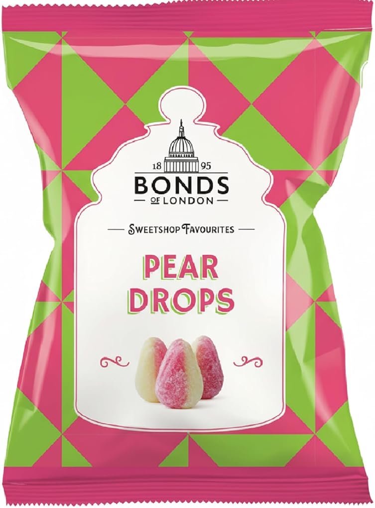 Original Bonds London Pear Drops Bag Sugar Coated Pear Flavored Boiled Sweets A Classic Sweetshop Favorite Imported From The UK England The Best Of British Candy Bannana And Pear Flavour - Product Image