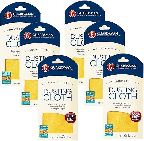 Guardsman Wood Furniture Dusting Cloths - 1 Pre-Treated Cloth - Captures 2X The Dust of a Regular Cloth, Specially Treated, No Sprays or Odors - 462100, Pack of 6 - Product Image