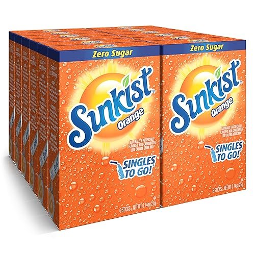 Sunkist Soda Orange Singles To Go Drink Mix, 12 Boxes with 6 Packets Each - 72 Total Servings - Product Image