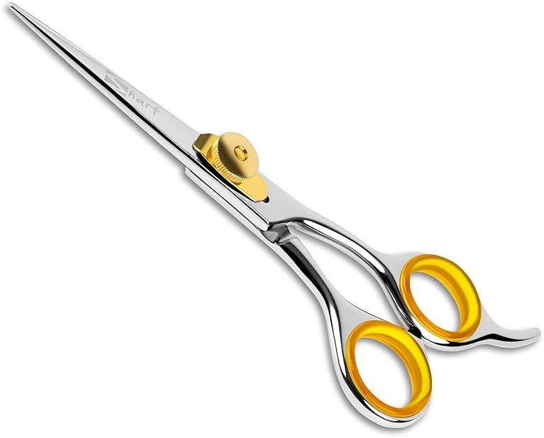 SHARF Professional 5.75” Straight Barber Scissors: Sharp 440c Japanese Stainless Steel Hair Cutting Shears For Men & Women| Gold Touch Series Trimming Scissors w/Easy Grip Handles - Product Image