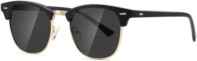 AEVOGUE Polarized Semi Rimless Sunglasses for Men Women, Retro UV400 Sun Glasses for Driving Outdoor - Product Image