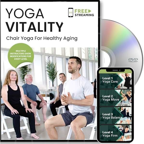 Yoga Vitality - Chair Yoga For Seniors, Older Adults, and Absolute Beginners | Made For Healthy Aging, Improved Mobility, Joint Health, Balance, Pain Relief, and Injury Prevention | 4 Levels - Product Image