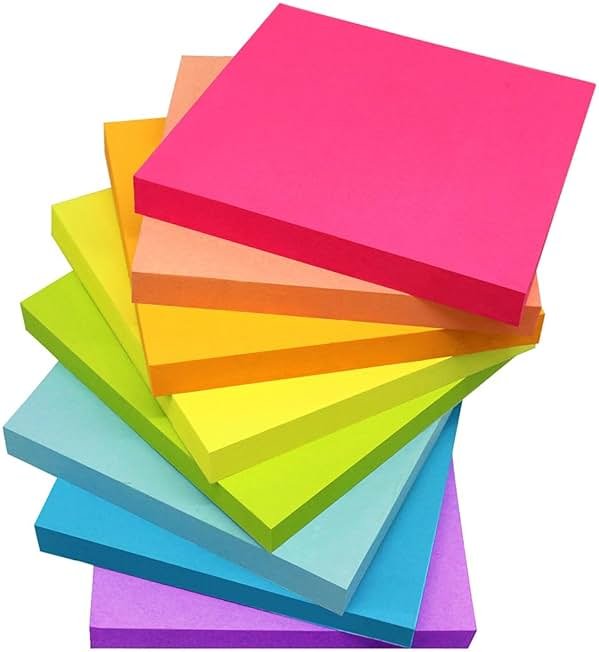 Sticky Notes 3x3 Inches,Bright Colors Self-Stick Pads, Easy to Post for Home, Office, Notebook, 82 Sheets/pad - Product Image