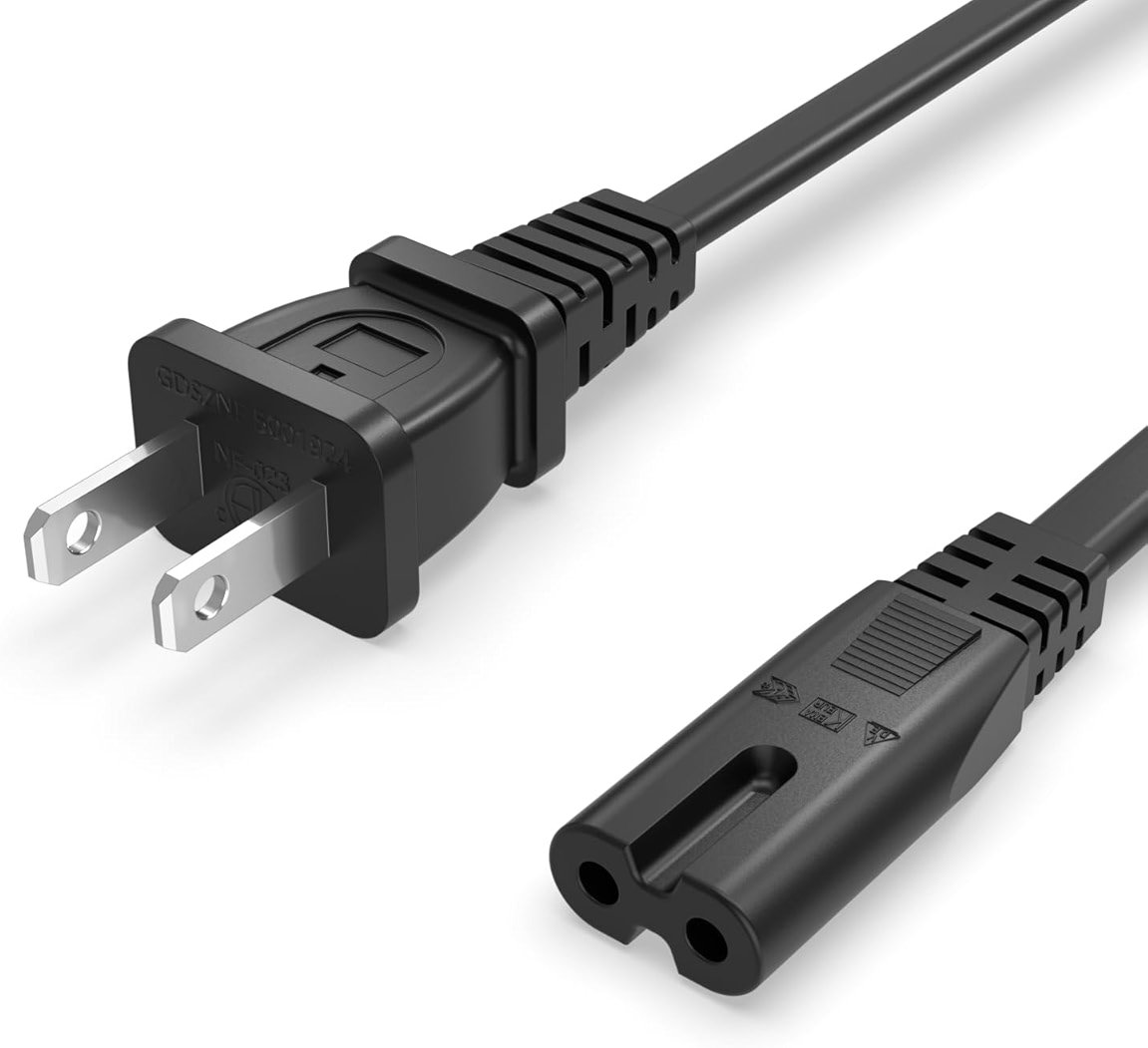 Superer AC Power Cord Cable Fit for Sony PS5 PS4 PS3 Slim PlayStation 5 4 3, Xbox Series X/S, Xbox One X/S, TV, Printer, Speaker, Universal IEC C7 Figure 8 2 Prong Replacement Cables, ETL Listed - Product Image