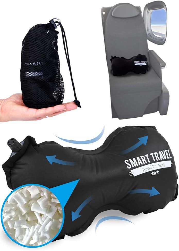 SmartTravel Travel Products Inflatable Travel Lumbar Pillow for Airplane Seat – Adjustable Lower Back Support Cushion for Long Flights - Product Image