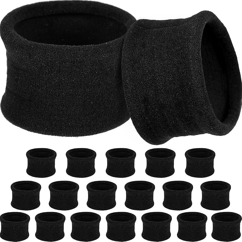 EBOOT 20 Pieces Large Cotton Stretch Hair Ties Bands Rope Ponytail Holders Headband for Thick Heavy or Curly Hair, 6.5 cm in Diameter (Black) - Product Image